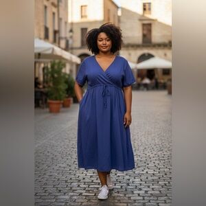 Expressions Deep Blue Midi Dress